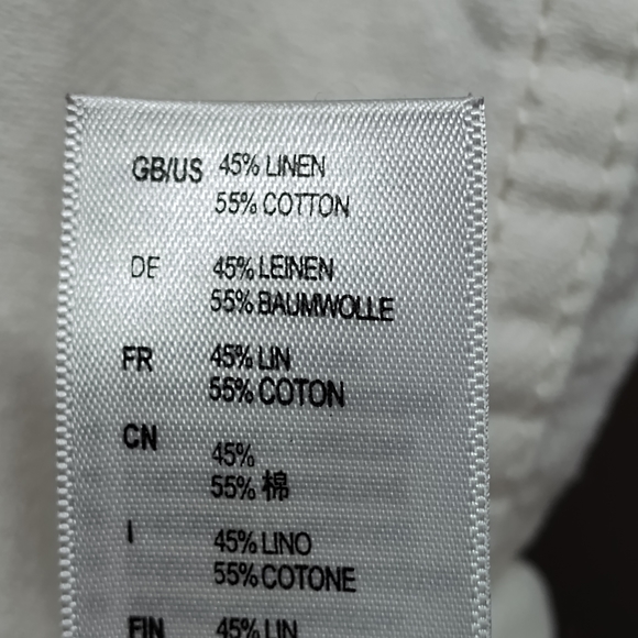 Lindbergh Cotton Linen Button Down Shirt Men Size XL Off White Long Sleeve - Picture 9 of 10